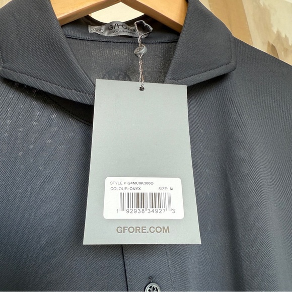 NWT G/FORE Men's Polo Shirt Black Size M Casual Golf Lightweight Mesh Breathable - Picture 12 of 13